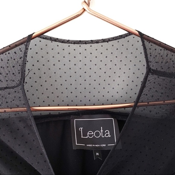 Leota | Mesh Swiss Polka Dot Shift Dress Black - Picture 3 of 5